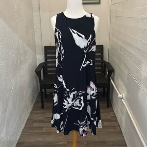 Lauren Ralph Lauren‎ Navy Floral Knee Length Shift Dress Size 10